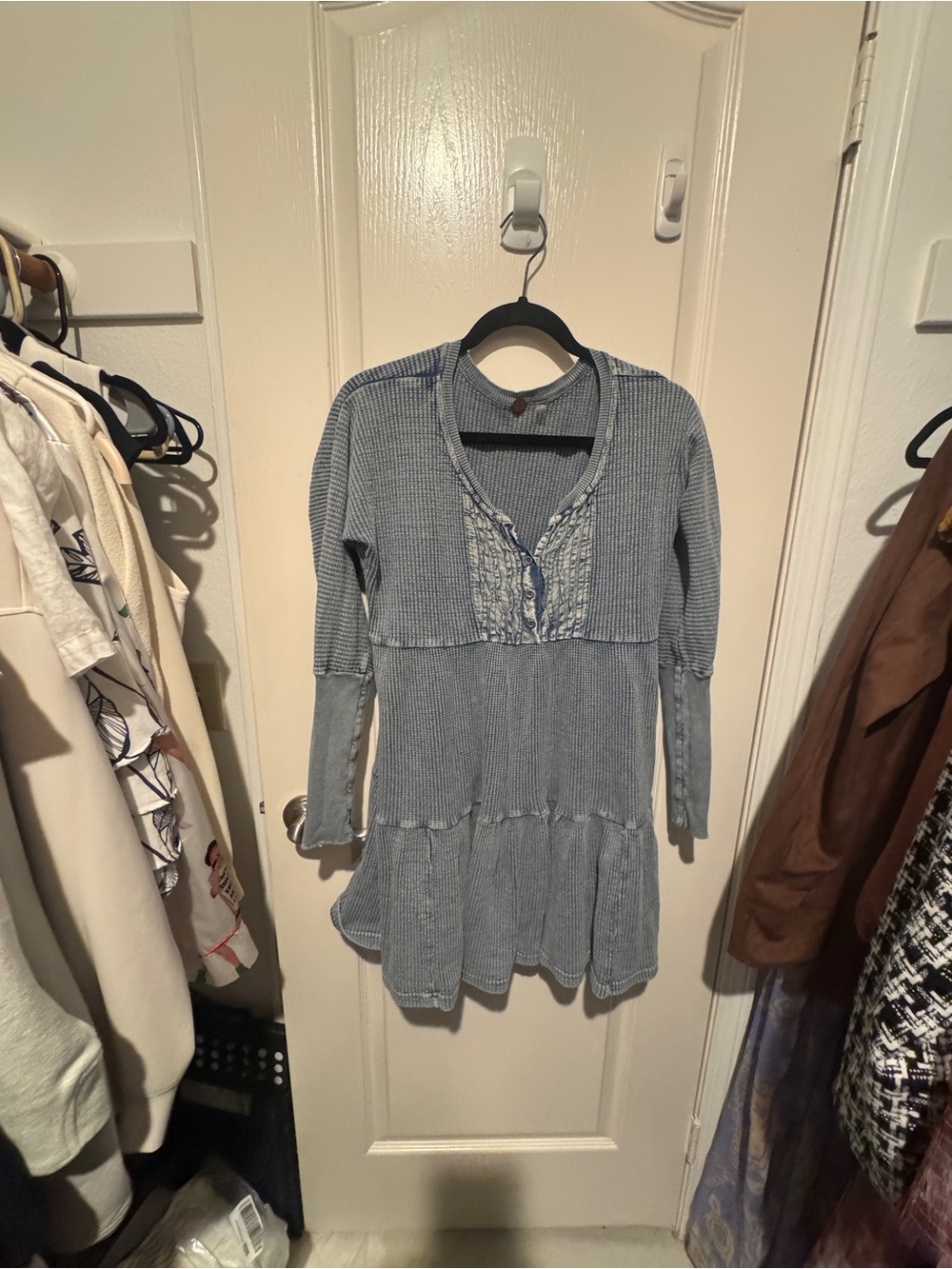 Free People Light Blue Long Sleeve Knit Tunic